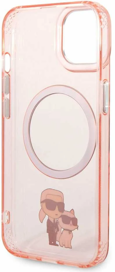 Karl Lagerfeld KLHMP14MHNKCIP Apple iPhone 14 Plus / 15 Plus 6,7″ kietas dėklas rožinės spalvos Iconic Karl&Choupett