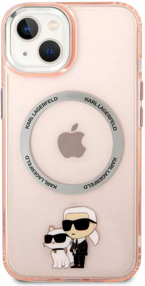 Karl Lagerfeld KLHMP14MHNKCIP Apple iPhone 14 Plus / 15 Plus 6,7″ kietas dėklas rožinės spalvos Iconic Karl&Choupett