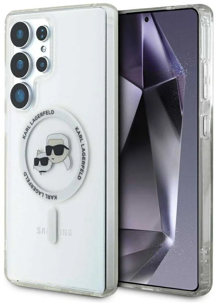 Karl Lagerfeld IML K&CH Heads MagSafe dėklas skirtas Samsung Galaxy S25 Ultra skaidrus