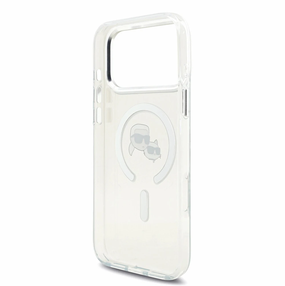 Dėklas Karl Lagerfeld IML K&CH Heads Metal Frame MagSafe Case, skirta iPhone 18 Pro Max, balta