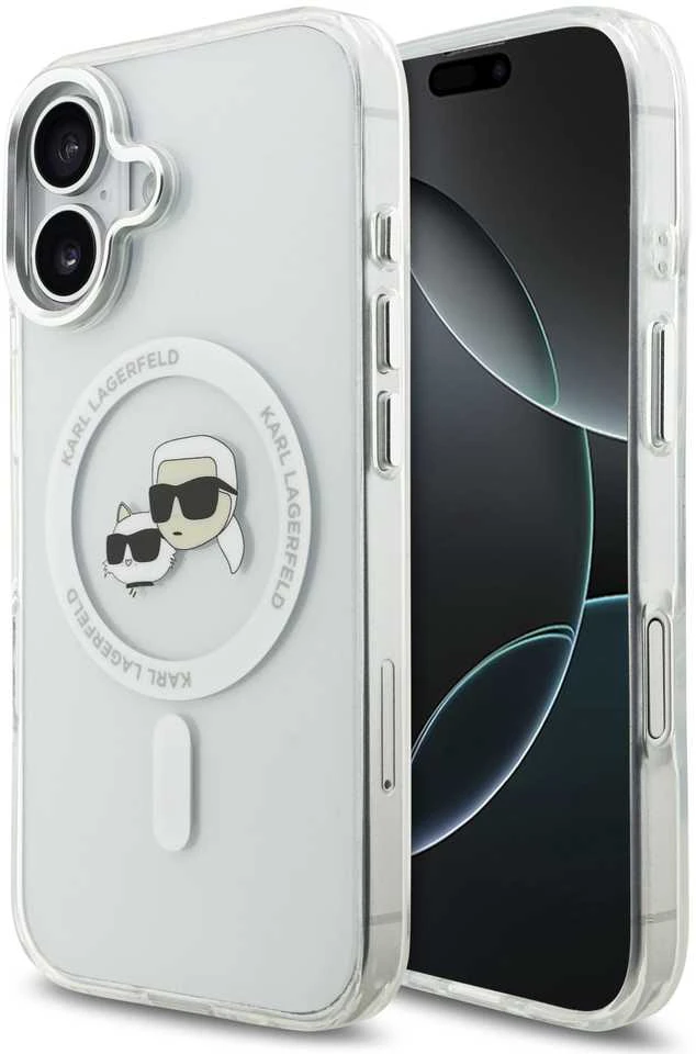 Karl Lagerfeld IML K&CH Heads Metal Frame MagSafe dėklas skirtas Apple iPhone 17 skaidrus