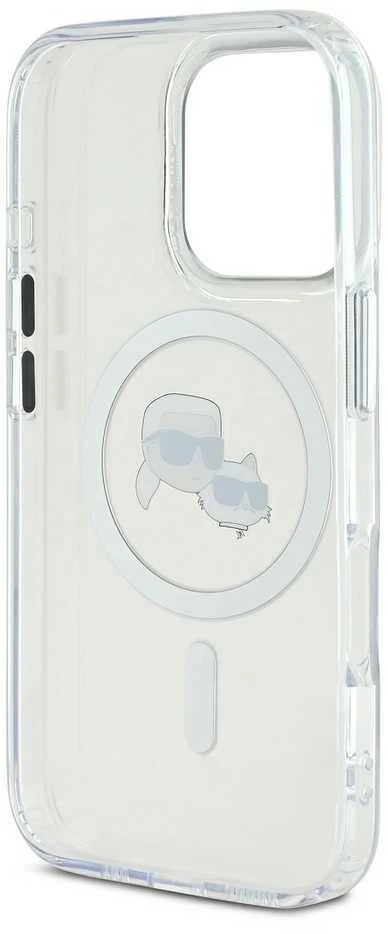 Karl Lagerfeld IML K&CH Heads Metal Frame MagSafe Apple iPhone 16 Pro Max dėklas telefonui skaidrus
