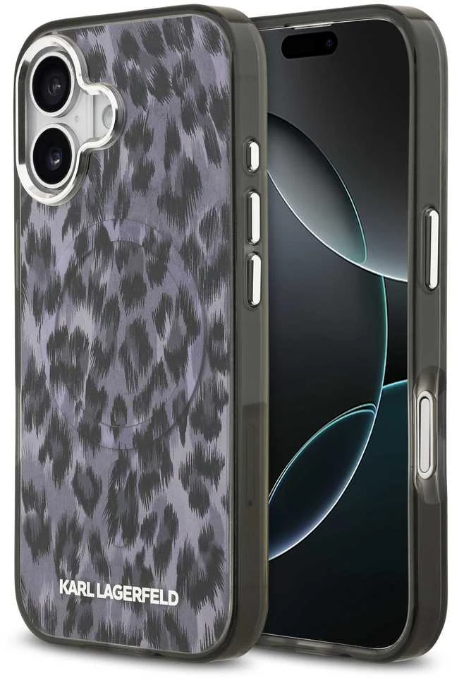 Karl Lagerfeld IML Leopard MagSafe dėklas skirtas Apple iPhone 17 pilkos spalvos