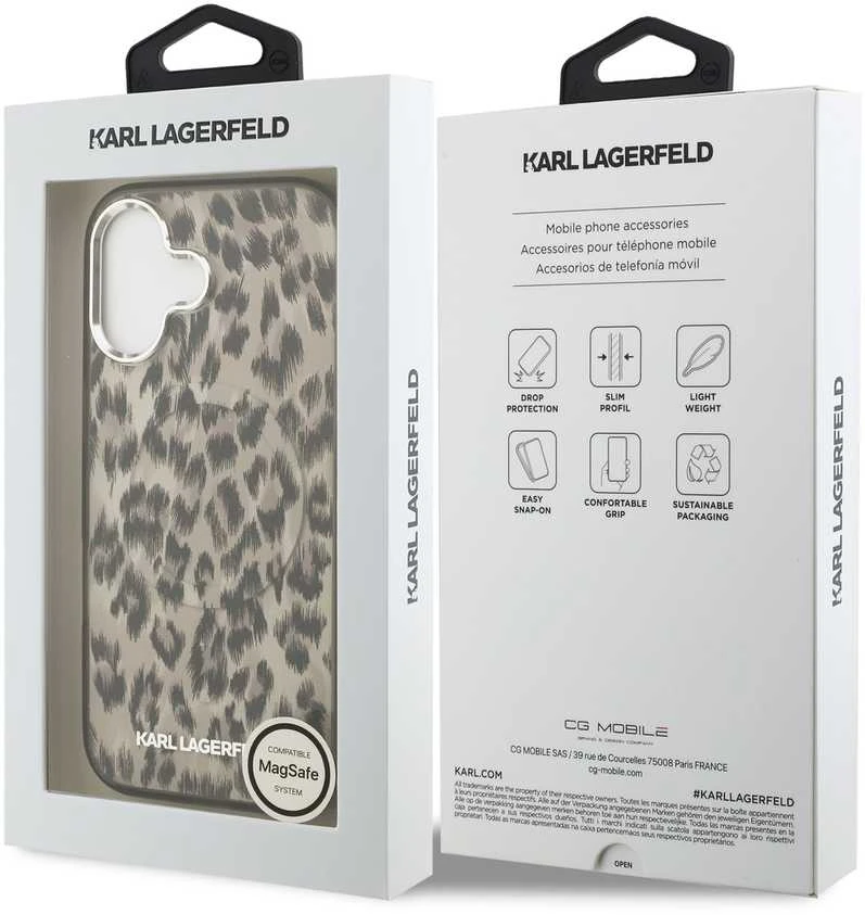 Karl Lagerfeld IML Leopard MagSafe dėklas skirtas Apple iPhone 17 Brown