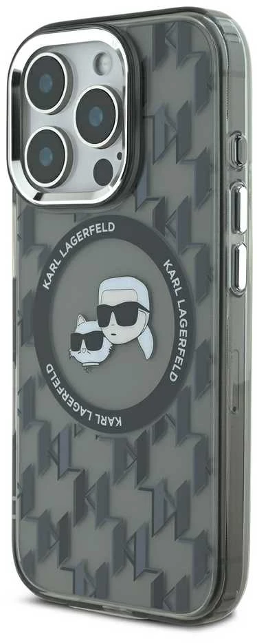 Dėklas Karl Lagerfeld KLHMP16LHMCKMHK Apple iPhone 16 Pro 6.3″ juodos spalvos IML Monogram Karl&Choupette Head MagSa