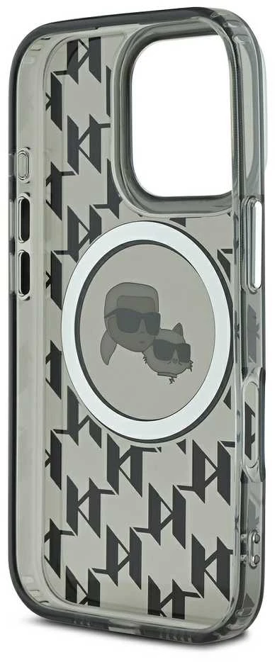 Dėklas Karl Lagerfeld KLHMP16LHMCKMHK Apple iPhone 16 Pro 6.3″ juodos spalvos IML Monogram Karl&Choupette Head MagSa