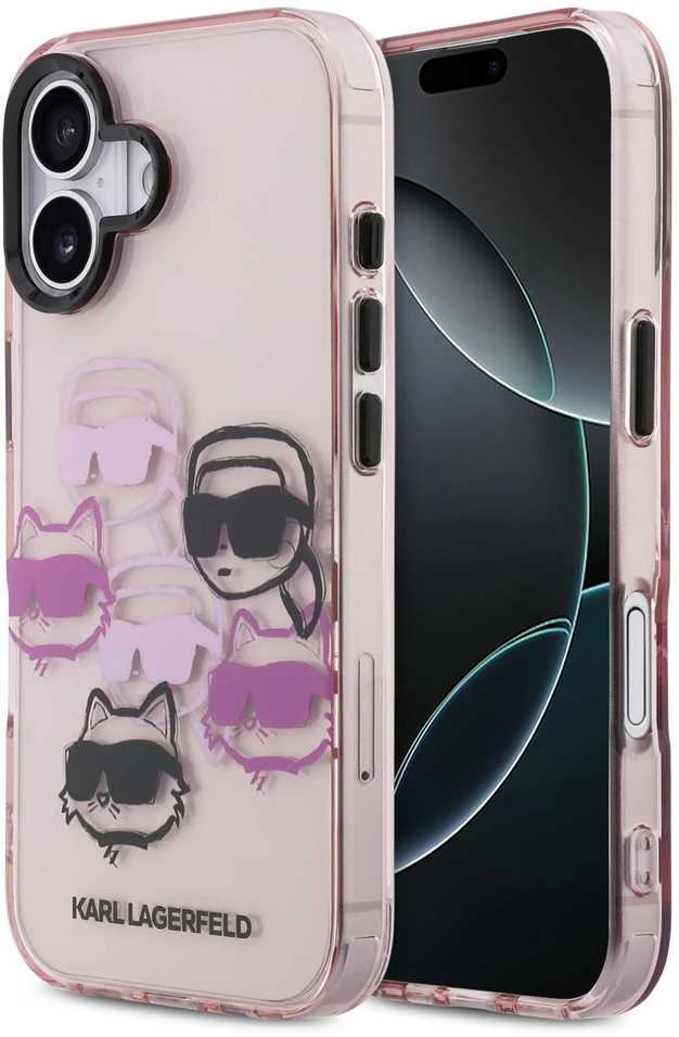 Karl Lagerfeld IML Multi K&CH Heads dėklas skirtas Apple iPhone 17 Rožinė