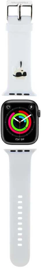 Karl Lagerfeld apyrankė KLAWMSLKNH AppleWatch 38/40/41mm baltos spalvos apyrankė 3D Rubber Karl Head