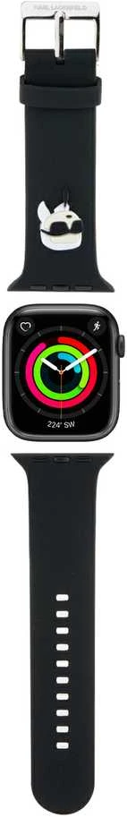 Karl Lagerfeld apyrankė KLAWMSLKNK AppleWatch 38/40/41mm juodos spalvos apyrankė 3D Rubber Karl Head
