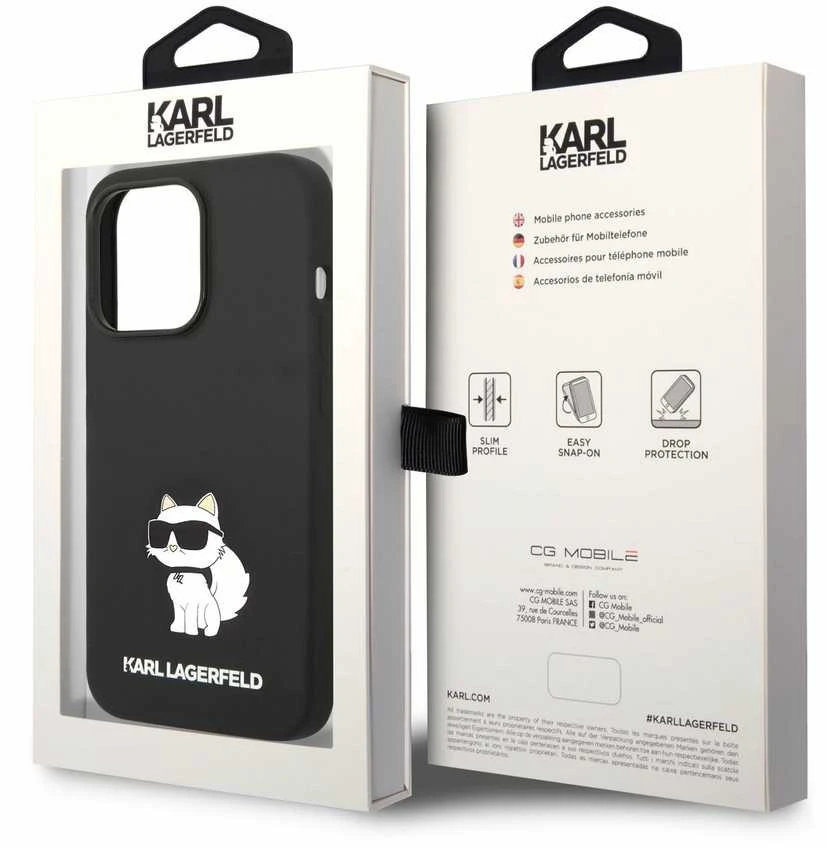 Karl Lagerfeld KLHCP14XSNCHBCK iPhone 14 Pro Max 6,7″ kietas dėklas juodos spalvos Silicone Choupette