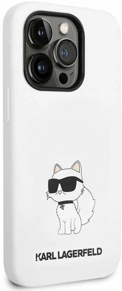 Karl Lagerfeld KLHCP14XSNCHBCH Apple iPhone 14 Pro Max 6,7″ kietas dėklas baltos spalvos Silicone Choupette