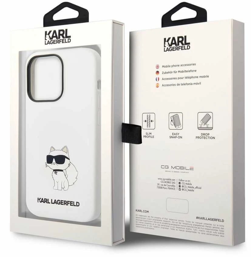 Karl Lagerfeld KLHCP14XSNCHBCH Apple iPhone 14 Pro Max 6,7″ kietas dėklas baltos spalvos Silicone Choupette