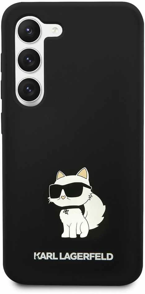 Karl Lagerfeld Karlas Lagerfeldas KLHCS23MSNCHBCK S23+ S916 kietas dėklas, juodas/juodas silikoninis dėklas