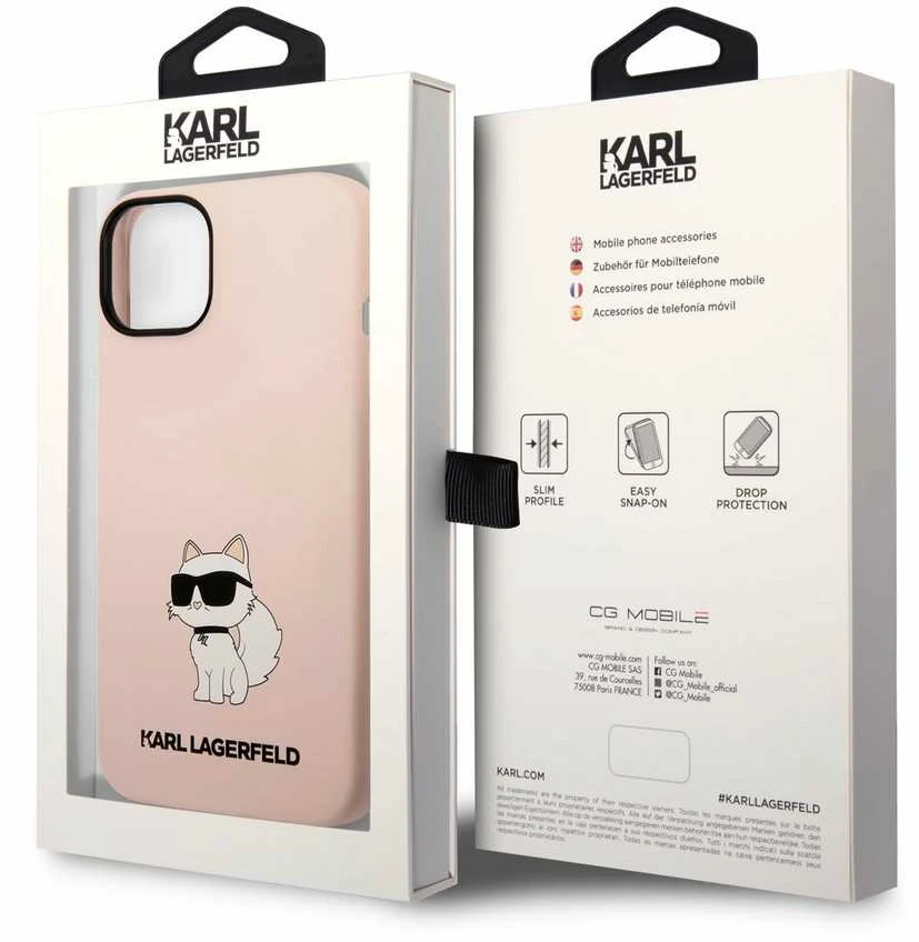 Dėklas Karl Lagerfeld KLHCP14MSNCHBCP IPHONE 14 PLUS / 15 PLUS 6.7 "HARDCASE Rožinis / Rožinis SILICONE CHOUPETTE