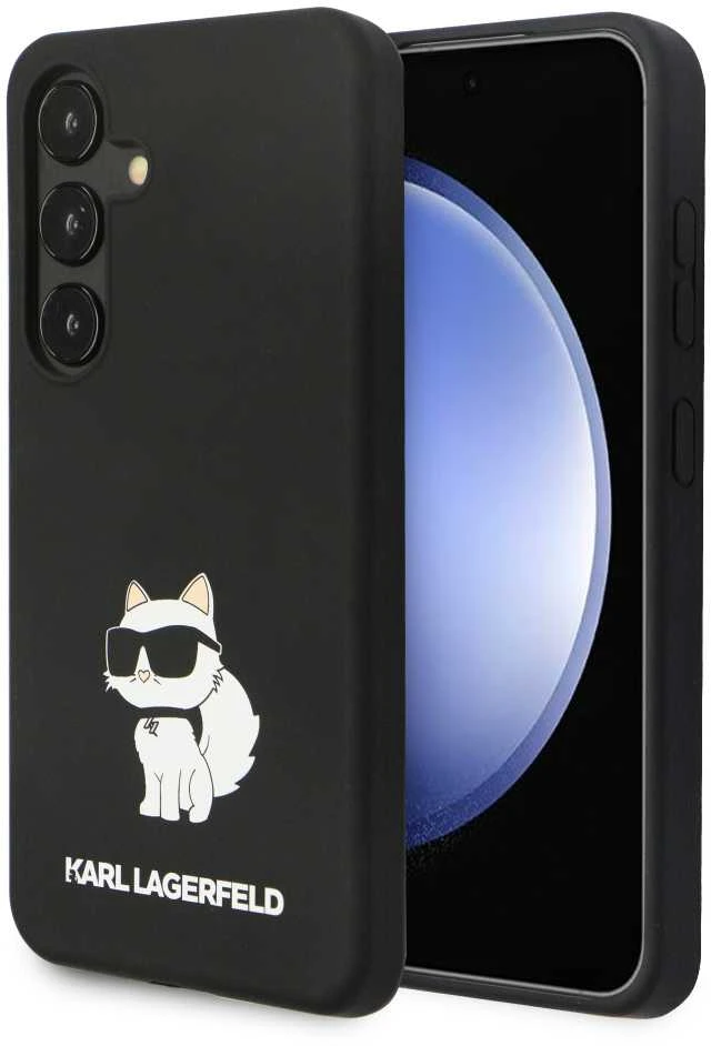 Karl Lagerfeld KLHCS24SSNCHBCK S24 S921 kietas dėklas juodos spalvos Silicone Choupette