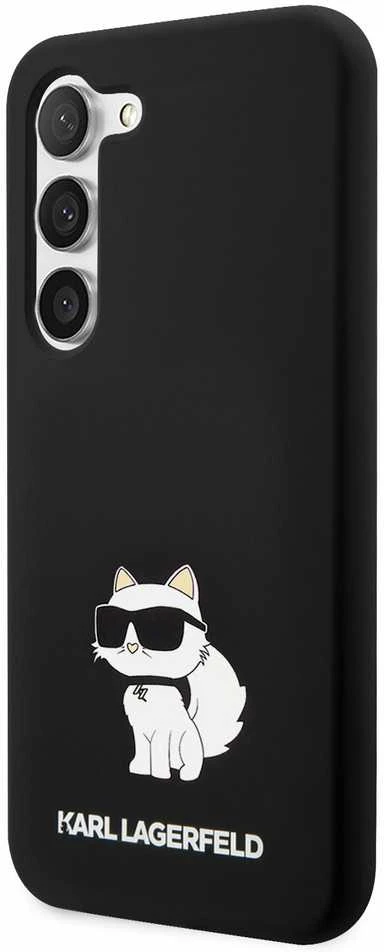Karl Lagerfeld Karlas Lagerfeldas KLHCS23MSNCHBCK S23+ S916 kietas dėklas, juodas/juodas silikoninis dėklas