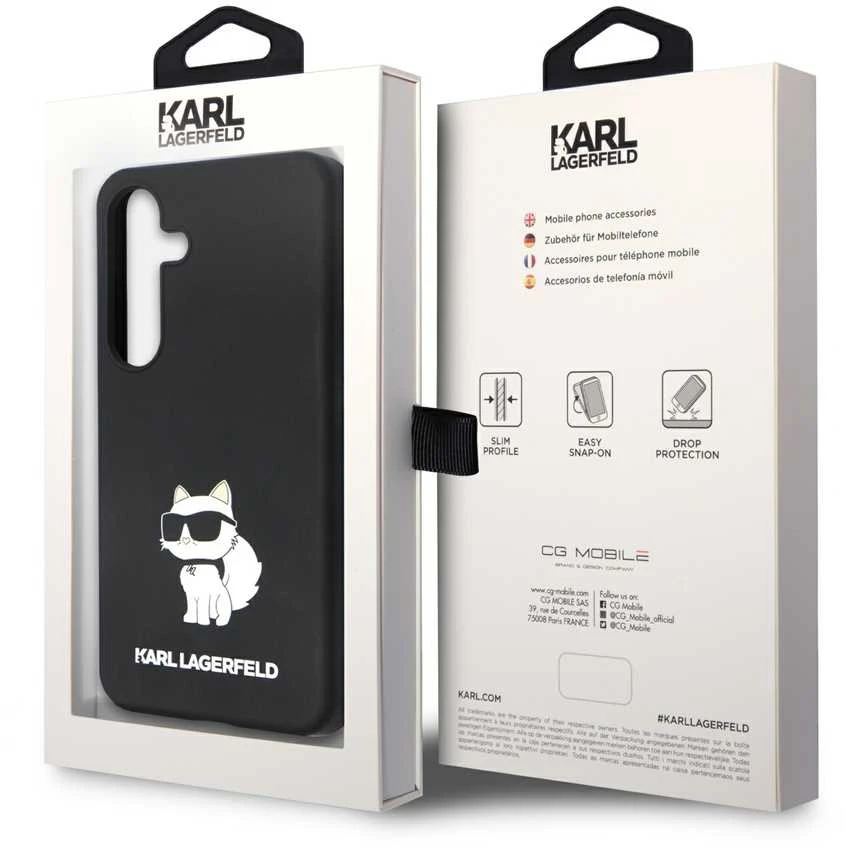 Karl Lagerfeld KLHCS24SSNCHBCK S24 S921 kietas dėklas juodos spalvos Silicone Choupette