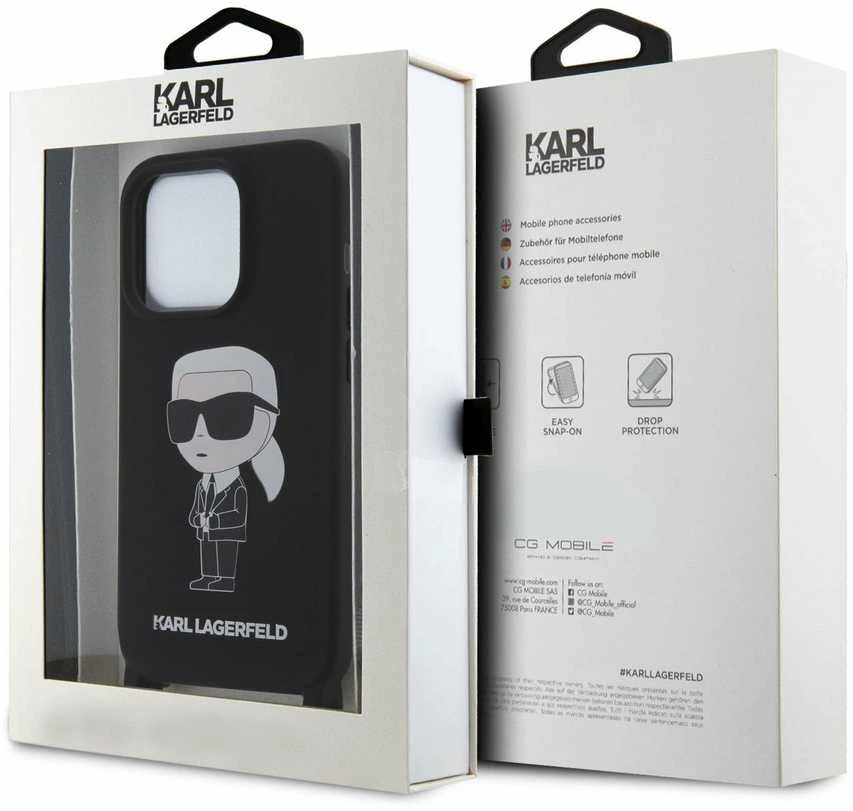 Karl Lagerfeld KLHCP15XSCBSKNK Apple iPhone 15 Pro Max 6.7″ kietas dėklas juodos spalvos Crossbody Silicone Ikonik