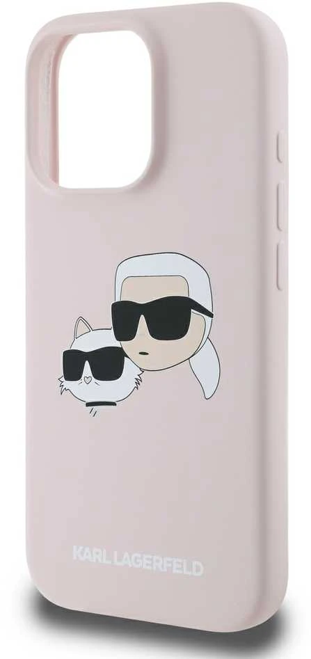 Karl Lagerfeld KLHMP16LSKCHPPLP Apple iPhone 16 Pro 6.3″ rožinės spalvos kietas dėklas Silicone Double Heads Print M