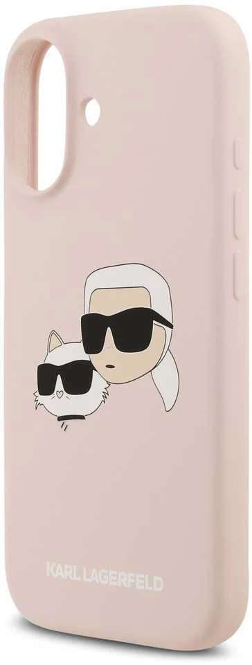 Karl Lagerfeld Liquid Silicone Double Heads MagSafe dėklas skirtas Apple iPhone 17 rožinės spalvos