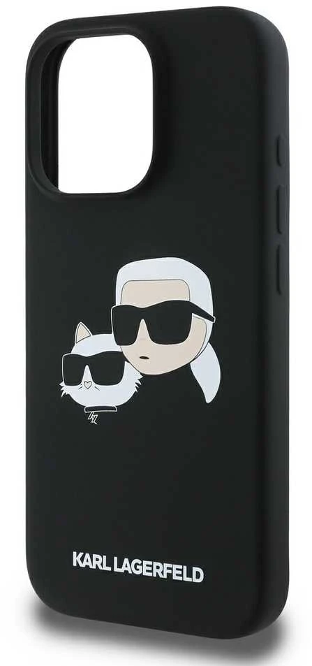 Karl Lagerfeld KLHMP16XSKCHPPLK iPhone 16 Pro Max 6.9″ juodos spalvos kietas dėklas Silicone Double Heads Pr