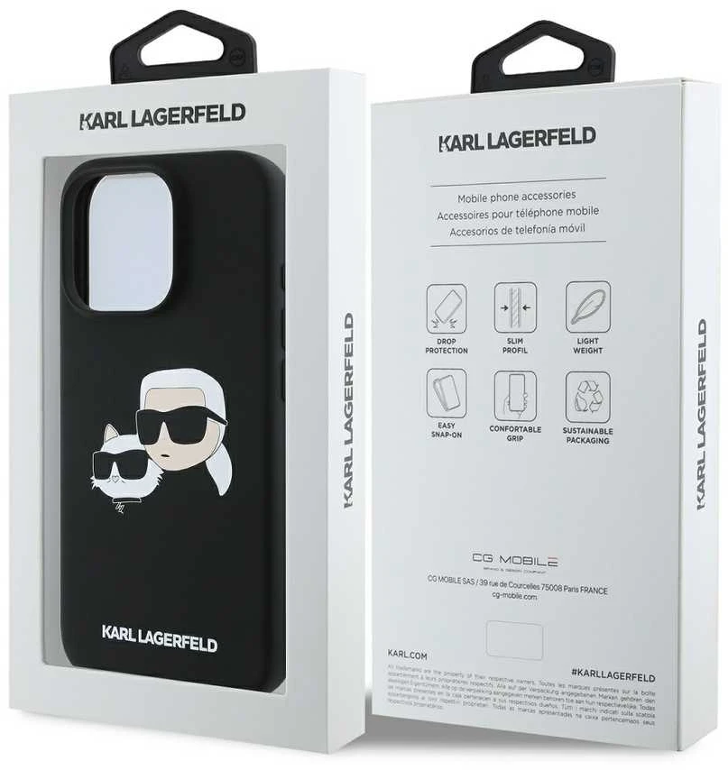 Karl Lagerfeld KLHMP16XSKCHPPLK iPhone 16 Pro Max 6.9″ juodos spalvos kietas dėklas Silicone Double Heads Pr