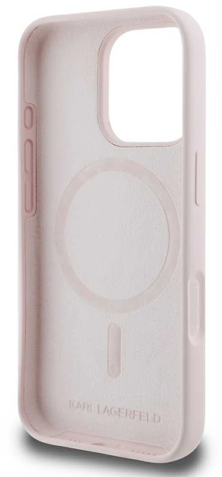 Karl Lagerfeld KLHMP16LSKCHPPLP Apple iPhone 16 Pro 6.3″ rožinės spalvos kietas dėklas Silicone Double Heads Print M