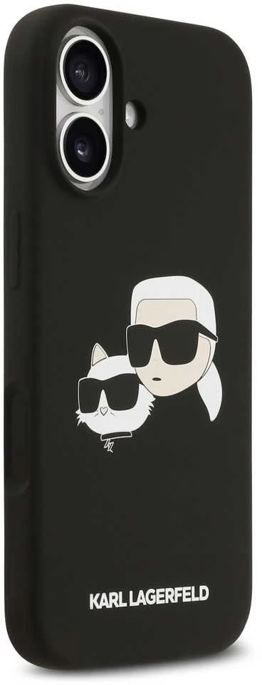 Karl Lagerfeld Liquid Silicone Double Heads MagSafe dėklas skirtas Apple iPhone 17 juodos spalvos
