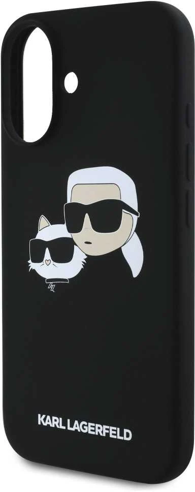 Karl Lagerfeld KLHMP16MSKCHPPLK Apple iPhone 16 Plus 6.7″ juodos spalvos kietas dėklas Silicone Double Heads Print