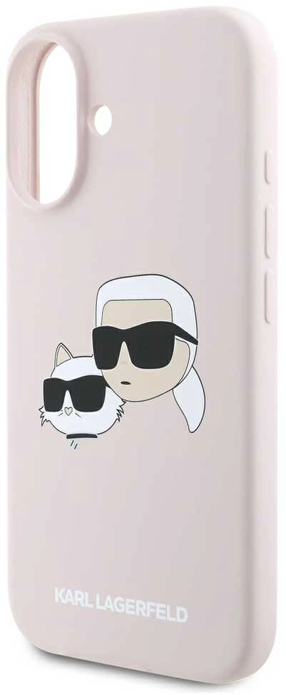 Karl Lagerfeld KLHMP16SSKCHPPLP Apple iPhone 16 6.1″ rožinės spalvos kietas dėklas Silicone Double Heads Print MagSa
