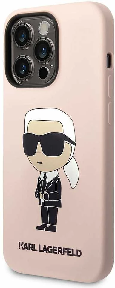 Karl Lagerfeld KLHCP14XSNIKBCP Apple iPhone 14 Pro Max 6,7″ kietas dėklas rožinės spalvos Silicone Ikonik
