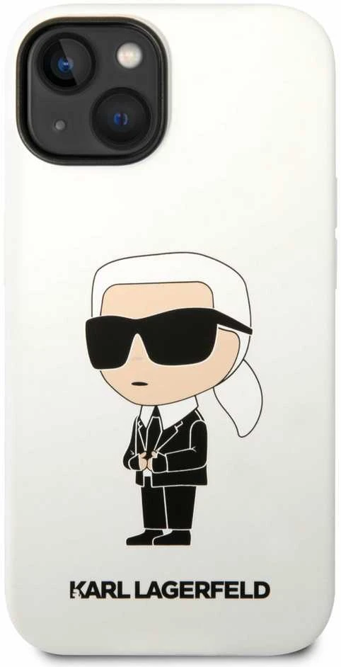 Dėklas Karl Lagerfeld KLHCP14MSNIKBCH IPHONE 14 PLUS / 15 PLUS 6.7 "HARDCASE Baltas / Baltas SILICONE IKONIK