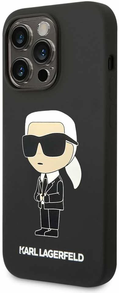 Karl Lagerfeld KLHCP14LSNIKBCK iPhone 14 Pro 6,1″ kietas dėklas juodos spalvos Silicone Ikonik