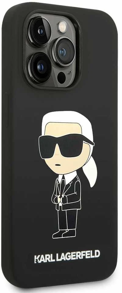Karl Lagerfeld KLHCP14LSNIKBCK iPhone 14 Pro 6,1″ kietas dėklas juodos spalvos Silicone Ikonik
