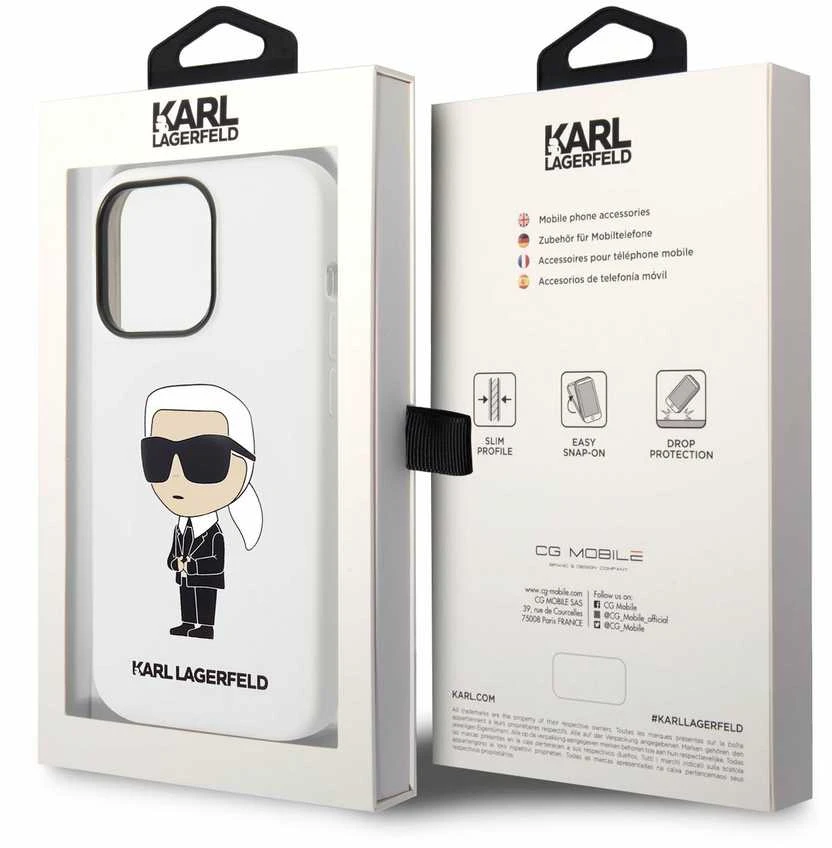 Karl Lagerfeld dėklas, skirtas iPhone 14 Pro Max 6,7 KLHCP14XSNIKBCH baltos spalvos kietas dėklas , skirtas Silikoninis Ikonik