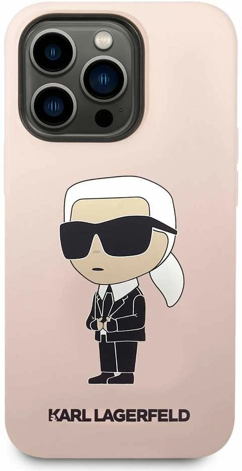 Karl Lagerfeld KLHCP14XSNIKBCP Apple iPhone 14 Pro Max 6,7″ kietas dėklas rožinės spalvos Silicone Ikonik