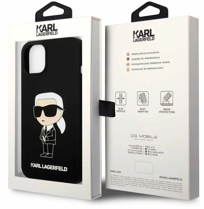 Dėklas Karl Lagerfeld KLHCP14MSNIKBCK IPHONE 14 PLUS / 15 PLUS 6.7 "HARDCASE Juodas / Juodas SILICONE IKONIK