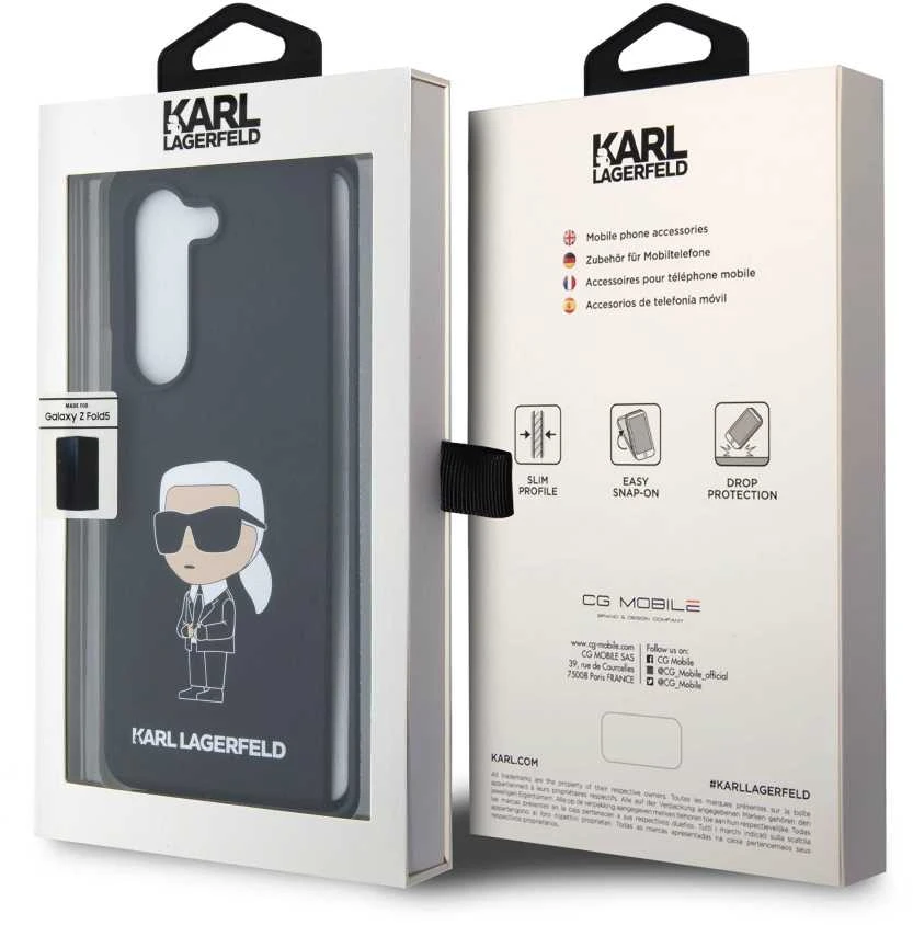 Dėklas Karl Lagerfeld KLHCZFD5SNIKBCK WITH FOLD5 HARDCASE Juodas/Juodas SILICONE ICONIK