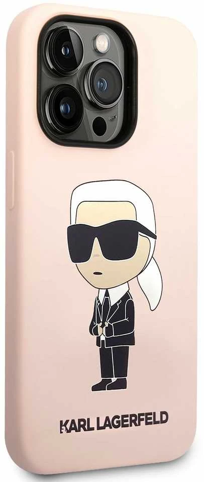 Karl Lagerfeld KLHCP14XSNIKBCP Apple iPhone 14 Pro Max 6,7″ kietas dėklas rožinės spalvos Silicone Ikonik