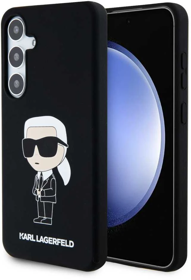 Karl Lagerfeld KLHCS24SSNIKBCK S24 S921 kietas dėklas juodos spalvos Silicone Ikonik