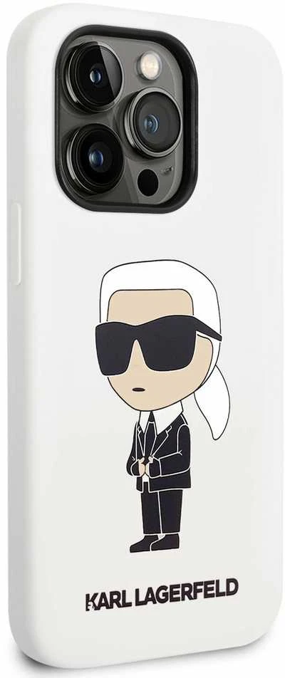 Karl Lagerfeld dėklas, skirtas iPhone 14 Pro Max 6,7 KLHCP14XSNIKBCH baltos spalvos kietas dėklas , skirtas Silikoninis Ikonik