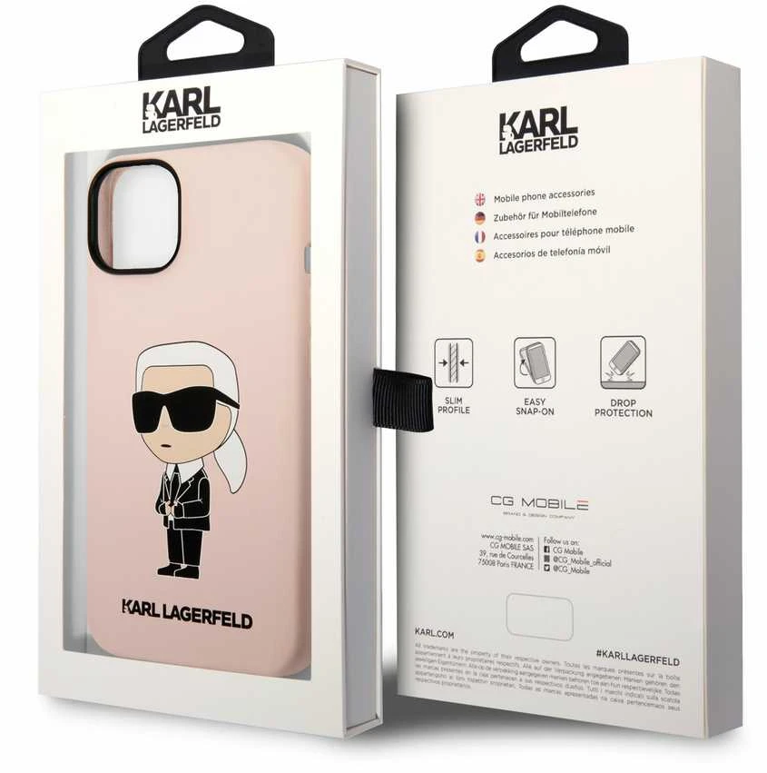 Dėklas Karl Lagerfeld KLHCP14MSNIKBCP IPHONE 14 PLUS / 15 PLUS 6.7 "HARDCASE Rožinis / Rožinis SILICONE IKONIK