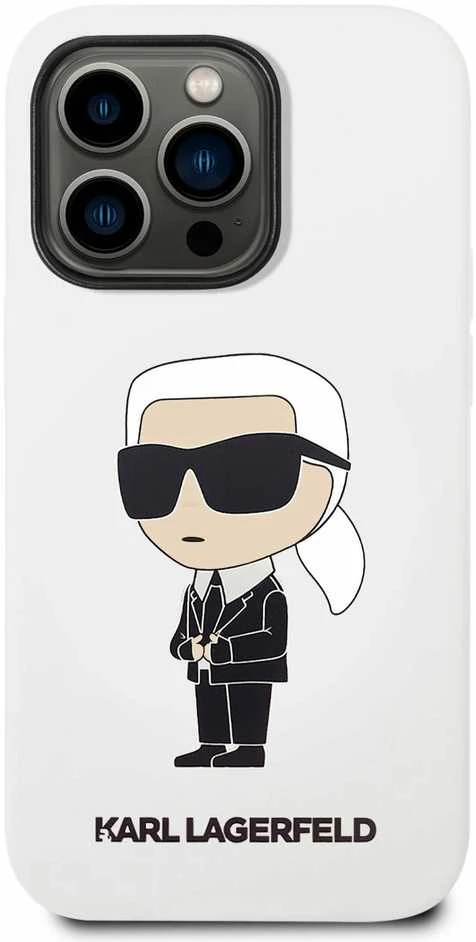 Karl Lagerfeld dėklas, skirtas iPhone 14 Pro Max 6,7 KLHCP14XSNIKBCH baltos spalvos kietas dėklas , skirtas Silikoninis Ikonik