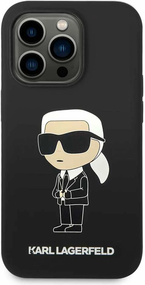 Karl Lagerfeld KLHCP14LSNIKBCK iPhone 14 Pro 6,1″ kietas dėklas juodos spalvos Silicone Ikonik