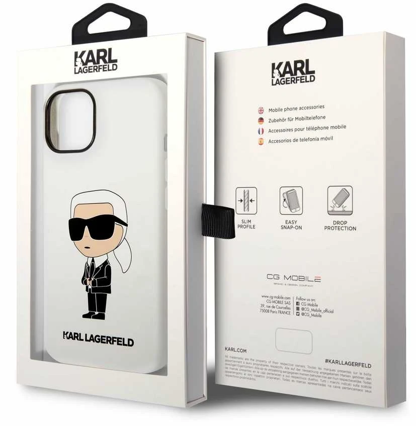 Dėklas Karl Lagerfeld KLHCP14MSNIKBCH IPHONE 14 PLUS / 15 PLUS 6.7 "HARDCASE Baltas / Baltas SILICONE IKONIK