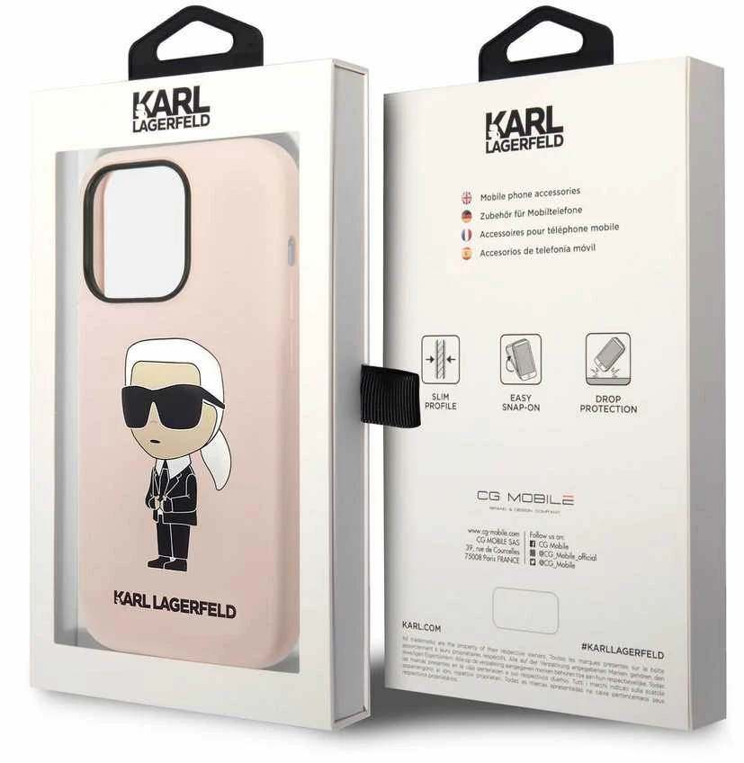 Karl Lagerfeld KLHCP14XSNIKBCP Apple iPhone 14 Pro Max 6,7″ kietas dėklas rožinės spalvos Silicone Ikonik