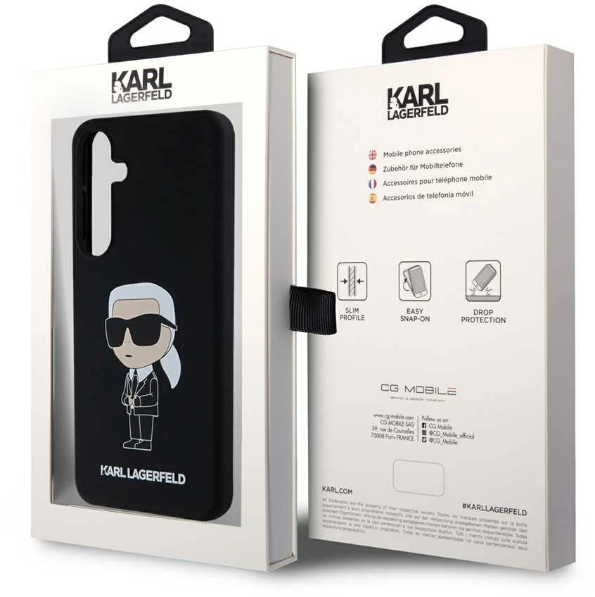 Karl Lagerfeld KLHCS24SSNIKBCK S24 S921 kietas dėklas juodos spalvos Silicone Ikonik