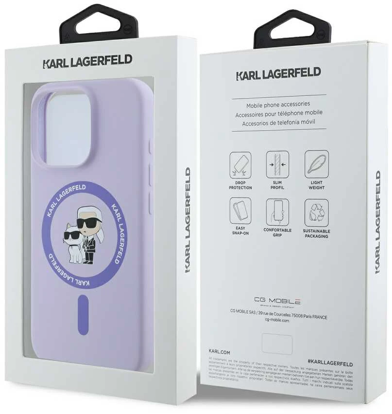 Karl Lagerfeld KLHMP16LSCMKCRHU Apple iPhone 16 Pro 6.3″ violetinės spalvos kietas dėklas Silicone Karl&Choupette