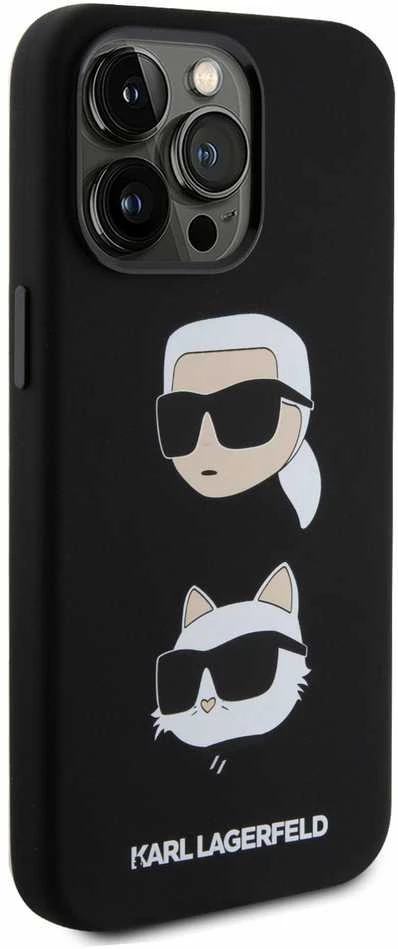 Dėklas Karl Lagerfeld KLHCP15XSDHKNK IPHONE 15 PRO MAX 6.7 "Juodas/Juodas SILICONE KARL & CHUPETTE HEAD