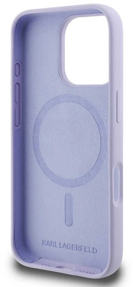 Karl Lagerfeld KLHMP16LSCMKCRHU Apple iPhone 16 Pro 6.3″ violetinės spalvos kietas dėklas Silicone Karl&Choupette